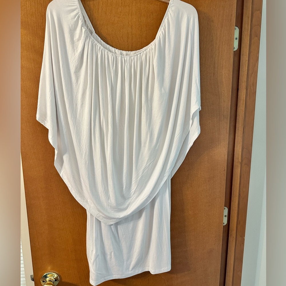 Elegant White Draped Dress 100% cotton